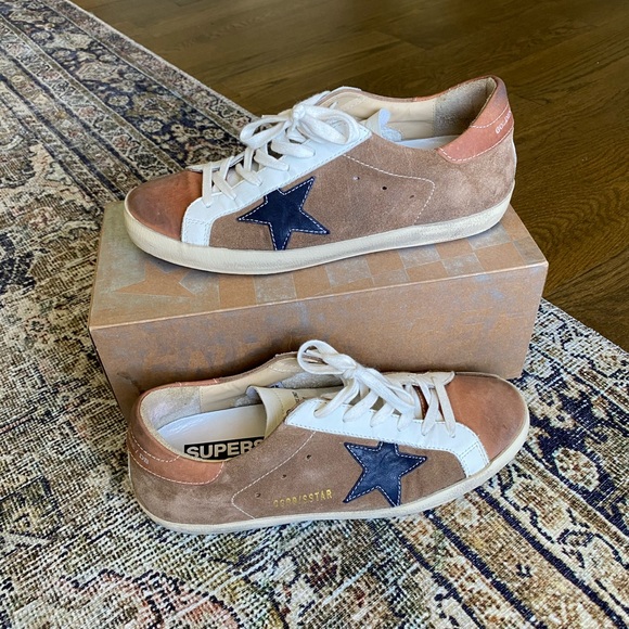 tan golden goose sneakers